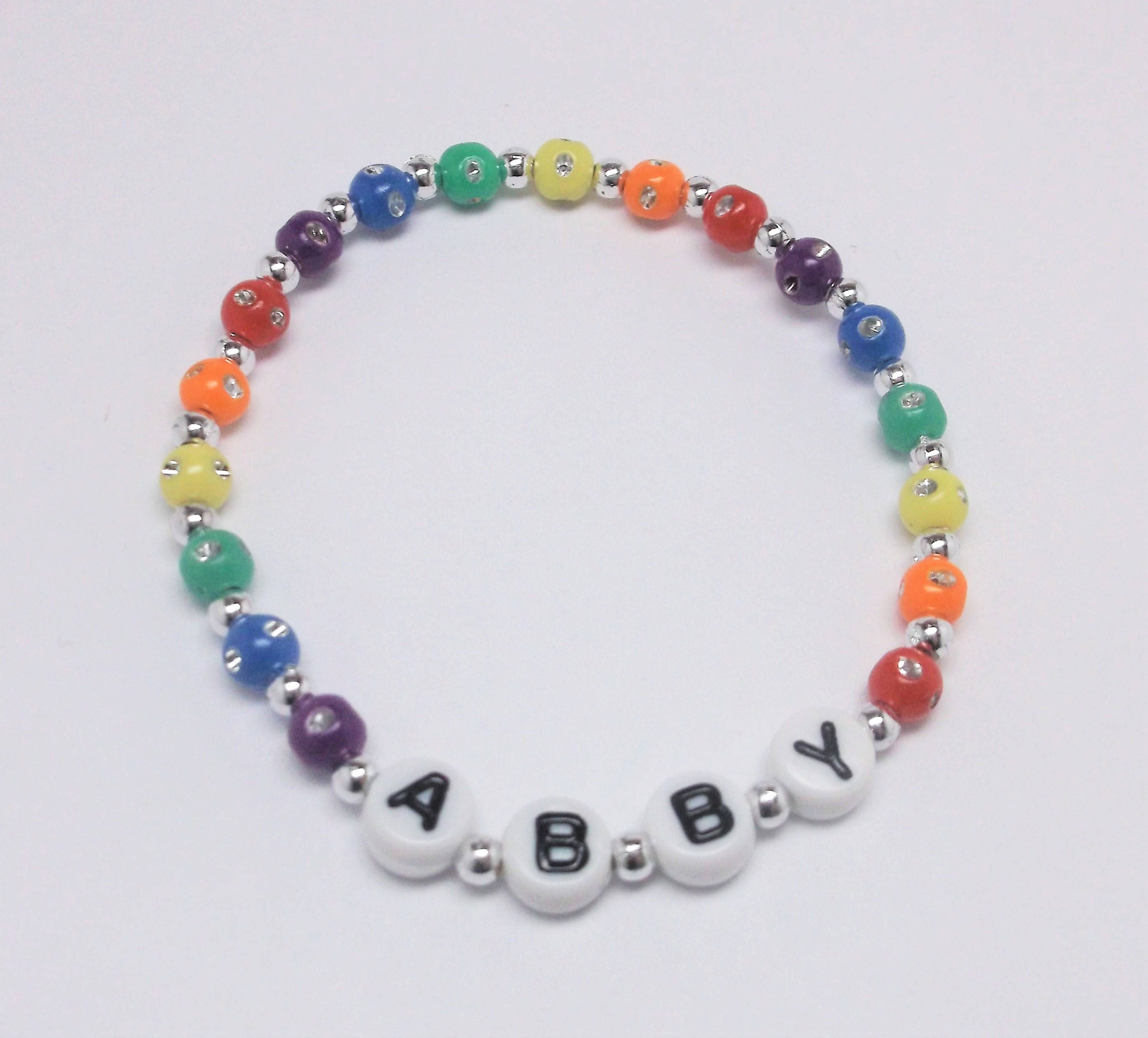 Rainbow personalized name bracelet girls boys beaded name Etsy