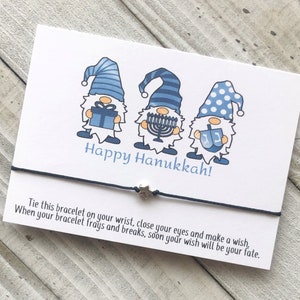 Joyeux bracelet de souhait Hanoukka Gnomes Joyeux Hanoukka simple cordon cadeau bracelet souhait