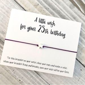 25th birthday Wish Bracelet cord Happy birthday wish bracelet simple gift cord wish bracelet 25th birthday gift