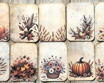 Jesienny dziennik w stylu vintage, jesienne karty dziennika śmieciowego, 2 1/2 X 3 1/2 karty dziennika, zestaw 10 kartek