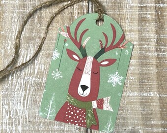 Kerstrendiercadeautags junkjournaal cadeautags grillige kerstrendierdagboektags 8 tagset
