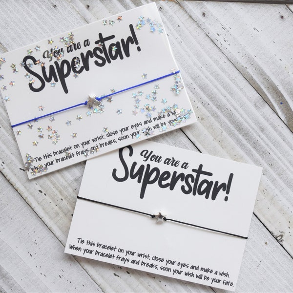 Superstar wish bracelet you are a superstar with glitter card wish bracelet gift glitter card gift