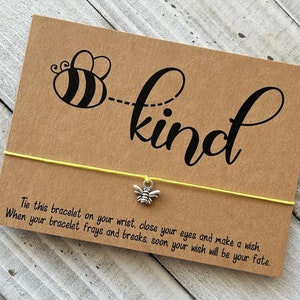 Bee kind wish bracelets Bee charm kindeness gift bracelet with a Bee charm