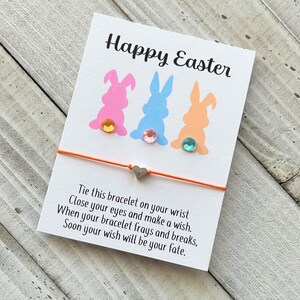 Paaswens armband Happy Easter bunny gift wish armband met een hart kraal wens armband