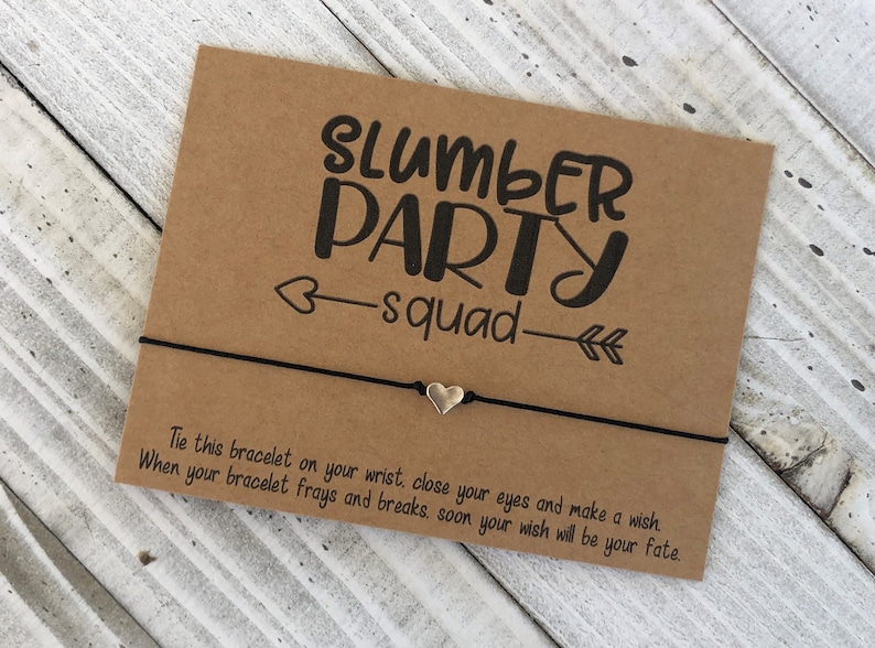 Slumber Party Script Slumber Party Squad Wish Bracelet Sleepover Party Gift Birthday Party ...