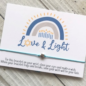 Amour et lumière Hanukkah bracelet de souhait Joyeux Hanoukka simple cordon cadeau bracelet souhait