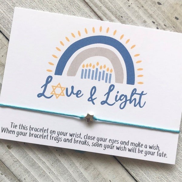 Love and light Hanukkah wish bracelet Happy Hanukkah simple gift cord wish bracelet