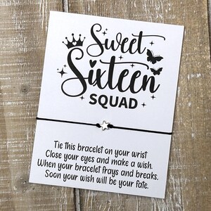 Sweet 16 Birthday Squad Wish Bracelet Happy sixteen birthday party wish bracelet friendship bracelet wish bracelet