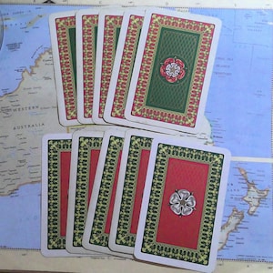 Cartas de baralho vintage Piatnik Tudor Rose Bridge - Conjunto de 10, 5 de cada design