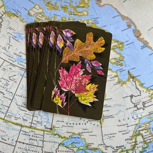 Jeu de cartes vintage Fall Leaves - Lot de 10