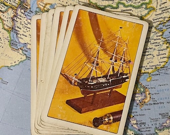 Vintage scheepsspeelkaarten met witte achtergrond - set van 10 inch
