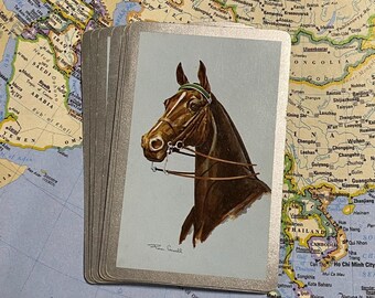 Vintage Fern Covell paardenportret speelkaarten - set van 10"