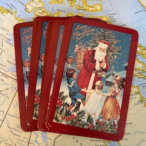 Jeu de cartes vintage Père Noël - Lot de 10