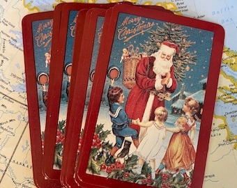 Vintage kerstmanspeelkaarten: set van 10 inch