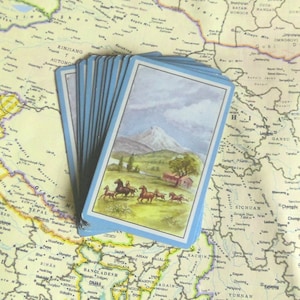 Carte da gioco vintage con paesaggi di montagna e cavalli - Set da 10
