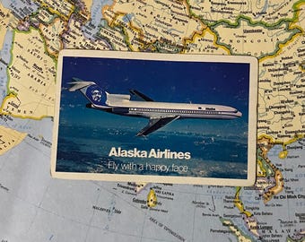 Vintage blauw-witte speelkaarten van Alaska Airlines - set van 10