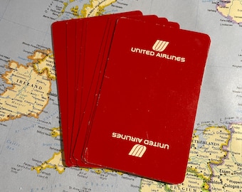 Vintage rode speelkaarten van United Airlines - set van 10