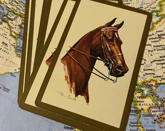 Vintage Fern Covell paardenportret speelkaarten - set van 10"