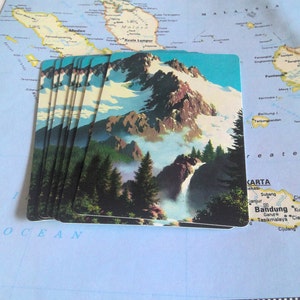 Cartes à jouer vintage Scène de montagne enneigée - Lot de 10