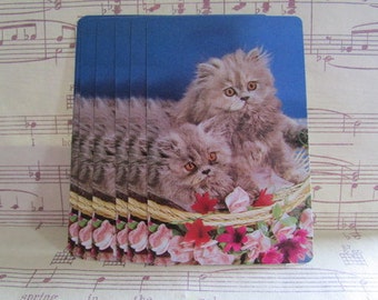 Jeu de cartes vintage Kitty in a Basket - Lot de 10