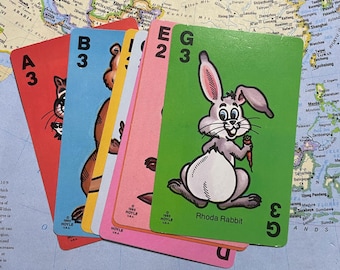 Vintage Animal Rummy-speelkaarten: set van 6 inch