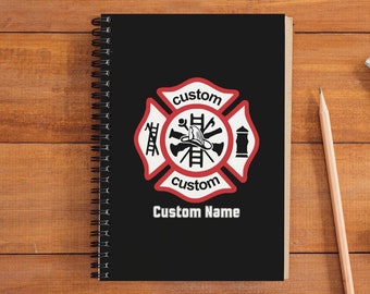 Personalized Firefighter Journal, Fire Academy Graduation Gift, Custom Fire Department Shield Gift, Retirement, Promotion, New Recruit Gift