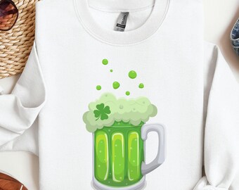 St Patricks Day Shamrock Beer Sweatshirt - Cute Irish Holiday Top