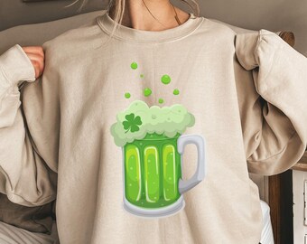 St Patrick's Day Sweatshirt: Shamrock Beer Mug, Irish Drinking Shirt