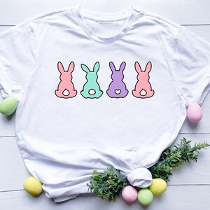 Cute Spring Bunny Shirt Bunny Easter T-Shirt Bunnies Spring Shirt Easter Bunny Tshirt Gift for Her Cute Easter Tee Easter Flower Girls Bunny