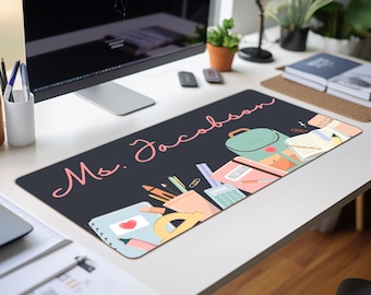 Custom Teacher Name Desk Pad Cute Deskmat Aesthetic Computer Laptop Keyboard Large Pad School Gift Home Office Accessory Her Classroom Decor