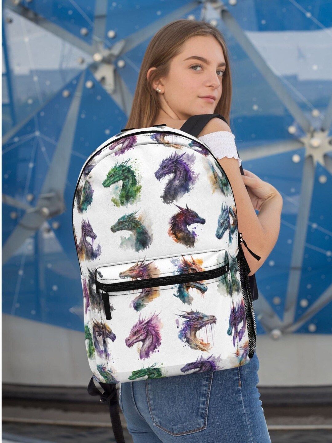 Colorful Dragons Backpack, Mystical Dragon Backpack for School, Dragon ...