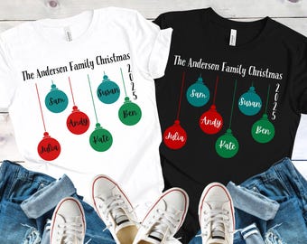 Christmas Ornament Family Shirts: Matching Holiday Decorations Tee Personalized Group Christmas Tops with Names