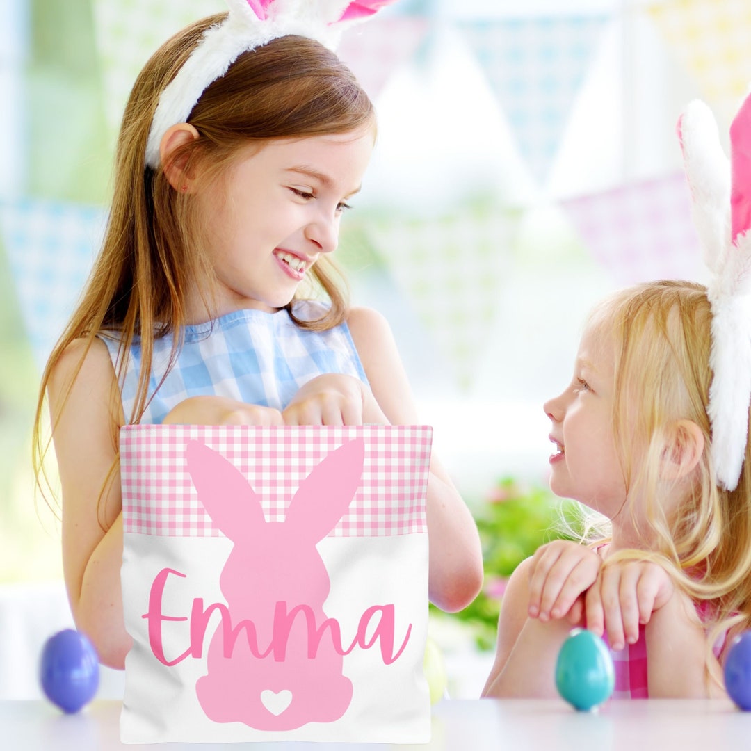 3pcs Easter Basket - Printed Bunny Design, Personalized Easter Baskets Kids Adults Perfect Boys Girls Large Capacity Egg Hunting Tote Ideal Parties Decorations