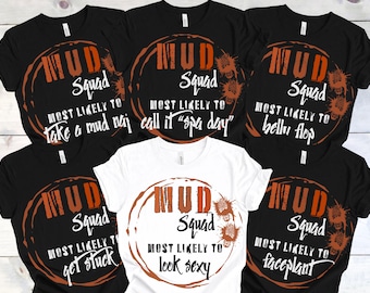Camiseta divertida del equipo Mud Squad, camiseta divertida del grupo Mud Run, camiseta a juego del día de la carrera de obstáculos, camiseta de equipo Dirty Run, camiseta de evento de fitness para amigos