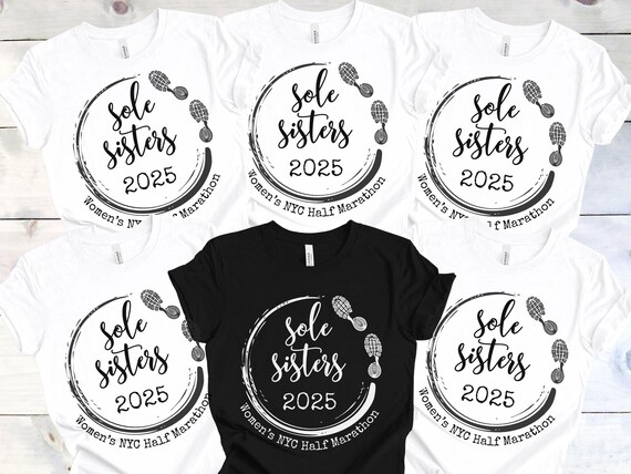 Personalized Sole Sisters Running Shirt, Custom Race Day Tee, Marathon Training Outfit Cute Running Partner Gift Group Fun Run Jogging Shirt