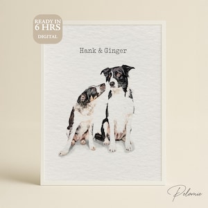 Ritratto di animale domestico personalizzato ad acquerello da foto, opera d'arte commemorativa per cani o gatti, ricordo personalizzato per animali domestici, regalo per la perdita di un animale domestico, illustrazione digitale di animali domestici, arte per animali domestici