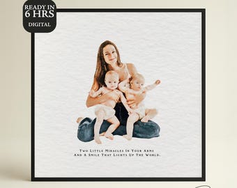 Custom Mom and Baby Portrait – Gift for New Moms, Personalized Art, Pregnancy Keepsake, Baby Shower Printable, Mom & Baby Art, Family Art