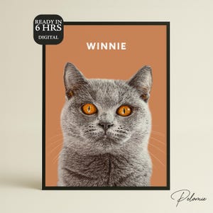 Ritratto personalizzato di un animale domestico da foto – Arte digitale di cani o gatti, regalo commemorativo per animali domestici, disegno personalizzato di un animale domestico – Decorazione murale stampabile commemorativa per animali domestici