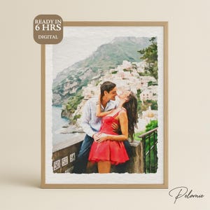 Custom Couple Portrait from Photo – Watercolor Engagement Gift – Proposal Portrait – Personalized Anniversary Art – Romantic Wall Decor Love