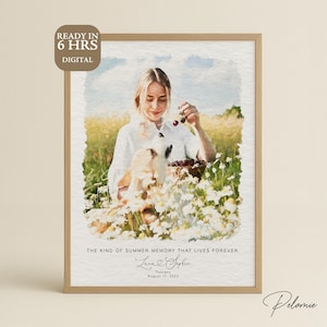 Ritratto ad acquerello personalizzato / Illustrazione di animale domestico e proprietario / Regalo personalizzato da foto / Regalo per amanti dei cani / Arte commemorativa per animali domestici / Opera d'arte personalizzata