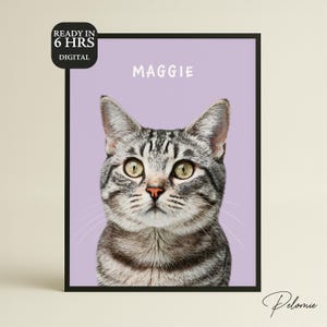 Ritratto di animale domestico personalizzato da foto, ritratto digitale di cane, ritratto di gatto, poster personalizzato con disegno di animale domestico, regalo per mamma di gatto, stampa artistica di animali domestici, decorazione da parete