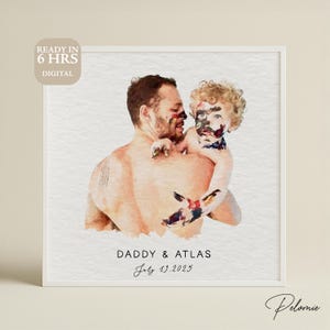 Personalized Watercolor Portrait from Photo – Custom Digital Painting for Father’s Day – Unique Gift for Dad, Husband, Grandpa or Family