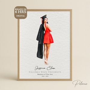 Regali di laurea Ritratto personalizzato ad acquerello Coppia personalizzata Amici Famiglia College Ricordo Ritratto di laurea disegnato a mano per lei per lui