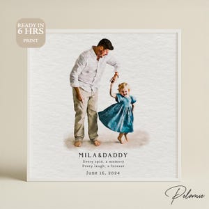 Ritratto ad acquerello personalizzato da foto, regalo per papà, opera d'arte personalizzata per la festa del papà, ricordo disegnato a mano, dipinto personalizzato per papà, regalo unico