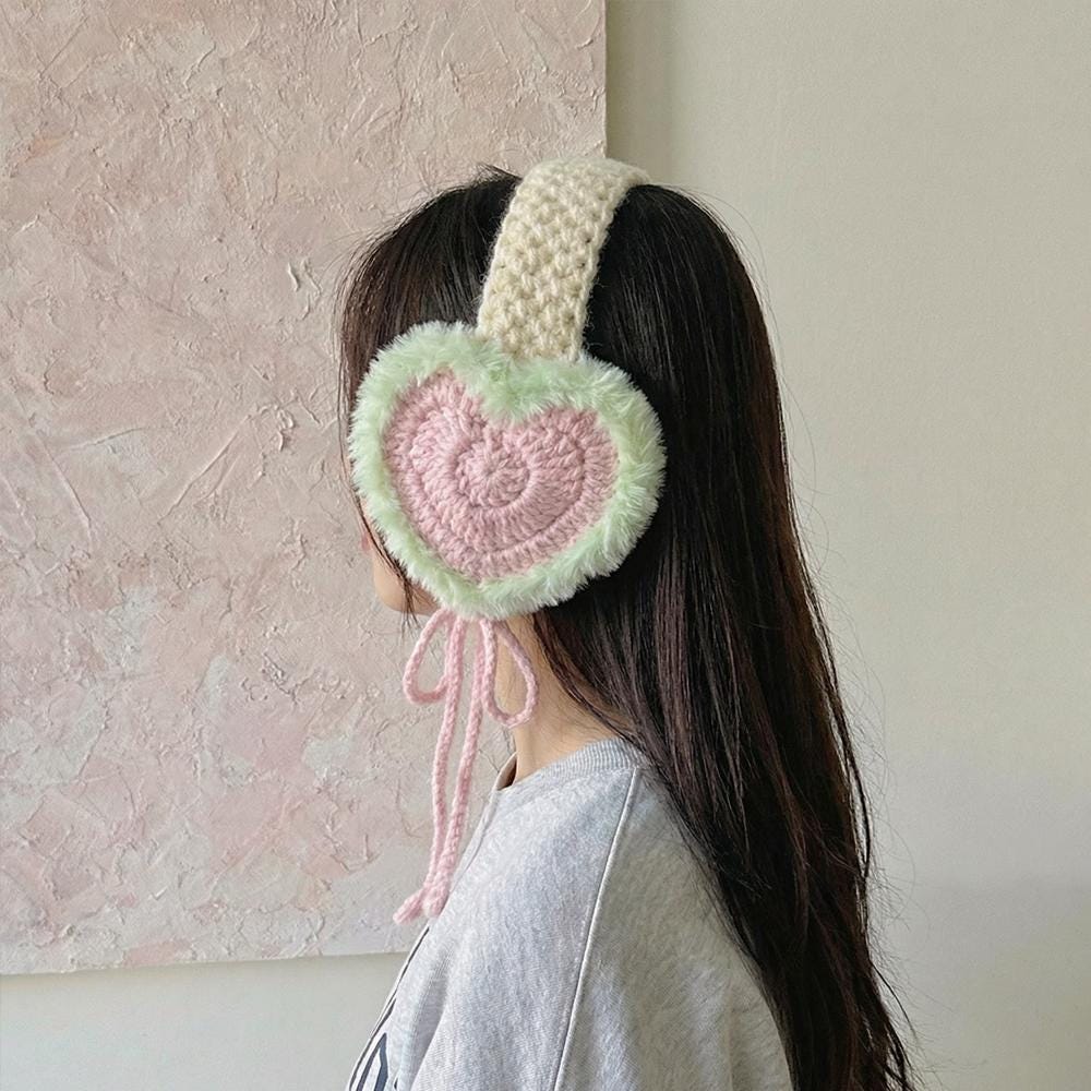 Crochet Earmuffs Pattern PDF, Heart Ear Warmer, Winter Crochet ...