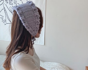 Crochet Flower Ear Warmer Pattern – Bonnet Hood Scarf, Video Tutorial (PDF Pattern)