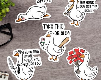 5pcs Funny Silly Goose Sticker Pack, Waterproof Vinyl Animal Stickers