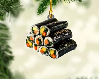 Personalized Gimbap Christmas Ornament, Korean Food Gift