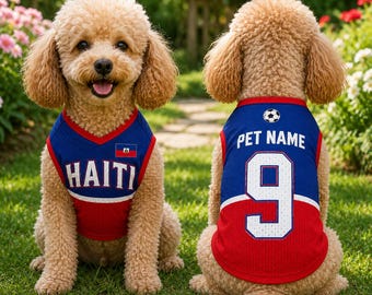 Personalized Haiti Pet ersey - Custom Name Number Soccer Jersey For Dog, Cat - Football Fan Shirt