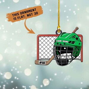 Personalized Hockey Ice Hockey 2D Flat Ornament, Custom Hockey Christmas Ornament